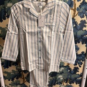 Blue and White Pajama Set with Classic Stripes